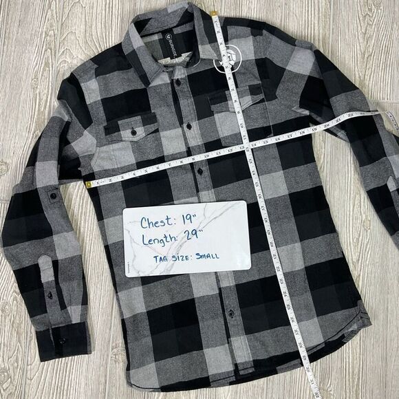Burnside Men's Size Small Black Grey Heavy Flannel Button Down Shirt - Picture 9 of 9